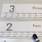 Numbers 1-20 Directional lines -laminated dry erase cards.  Preschool Tracing.