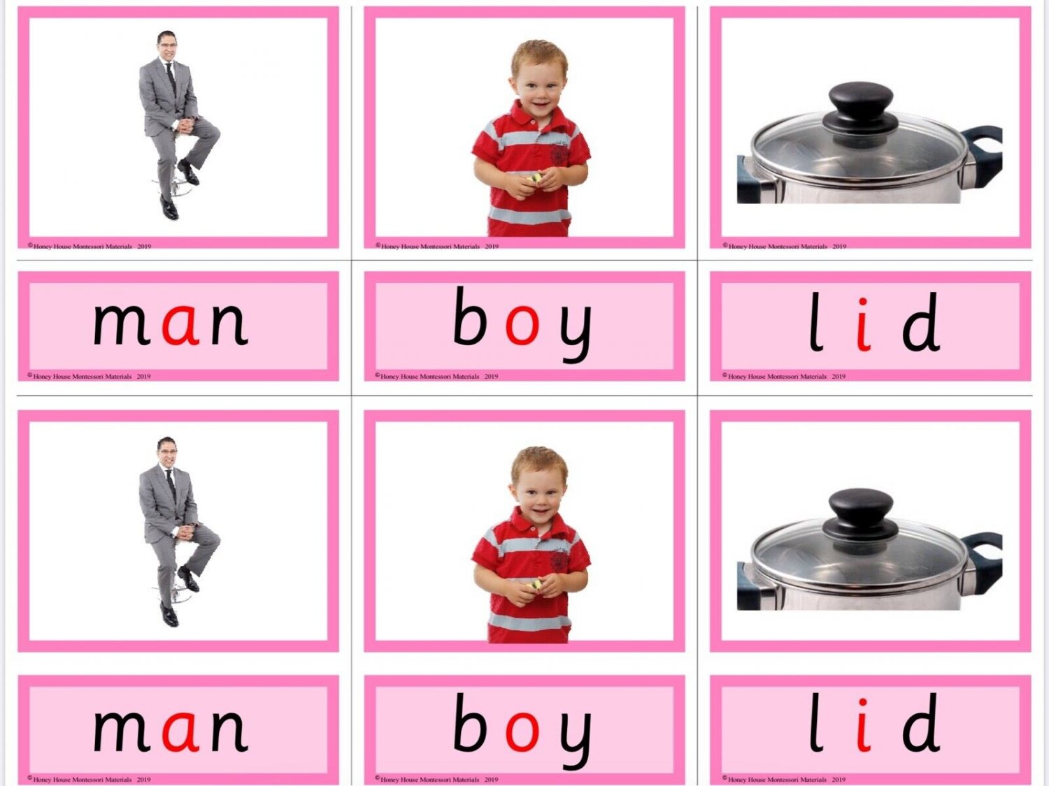 PINK SERIES | Montessori Activity - Three Parts Cards | Educational Material