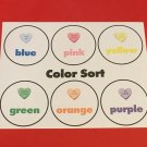 (Set of 10) Valentine Hearts Color Sort Learning Mat - Laminated - Pre school