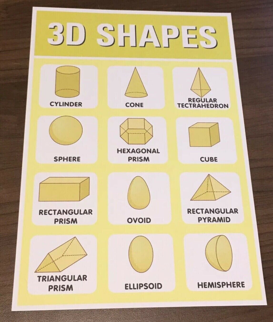 3D Shapes - 13 x19 - Educational posters for Kindergarten or Preschool #