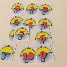 Umbrella - 0-10 Number Cards - Laminated Card Set- Pre-school- Kindergarten