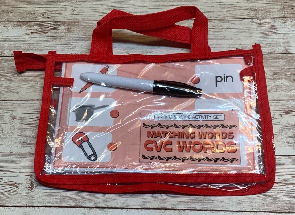 Busy bag - Write & Wipe Activity Set - Matching Words CVC Words - Learning