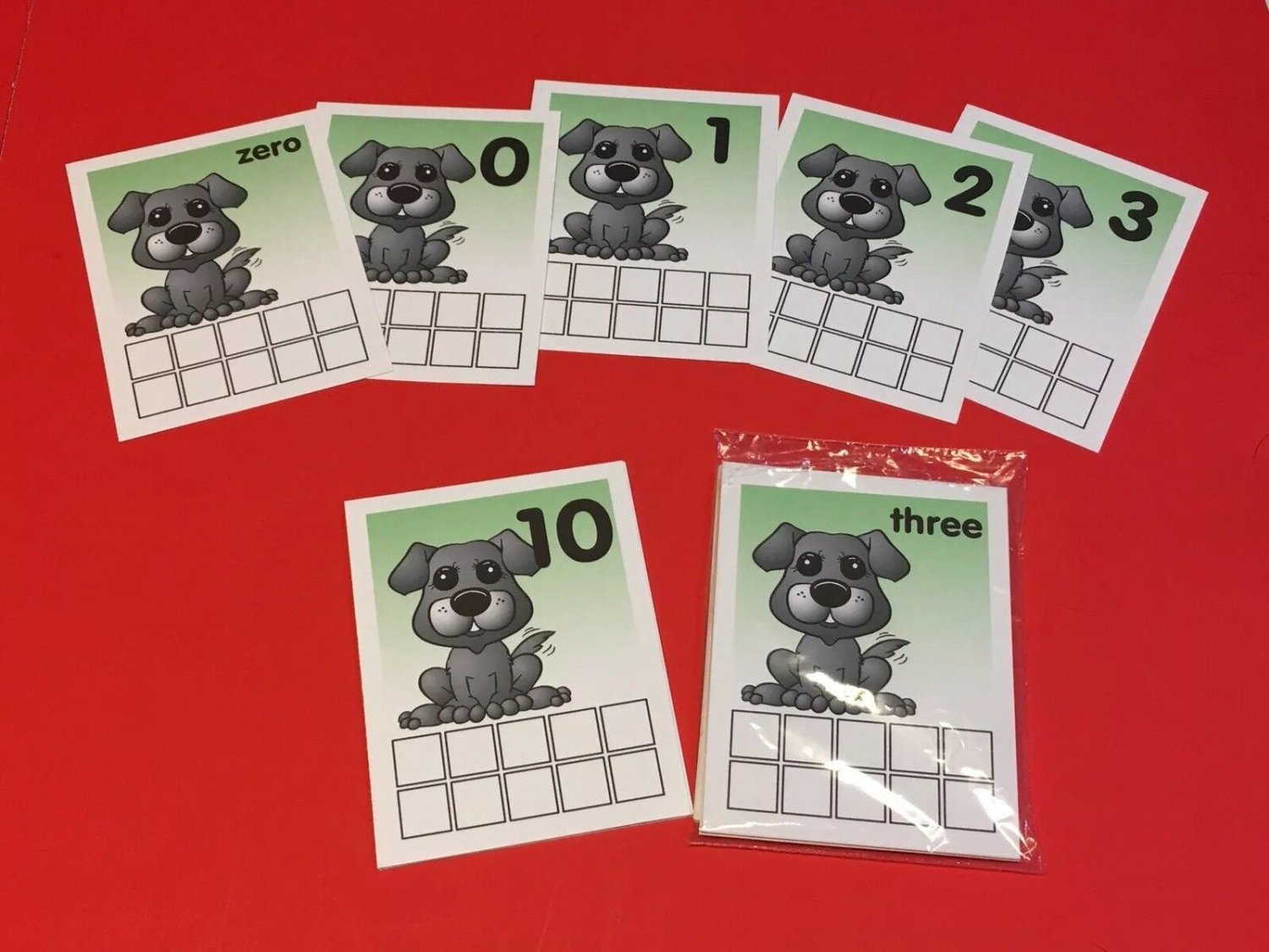 PUPPY TENS FRAMES - Laminated Dry Erase cards - Teaching supplies