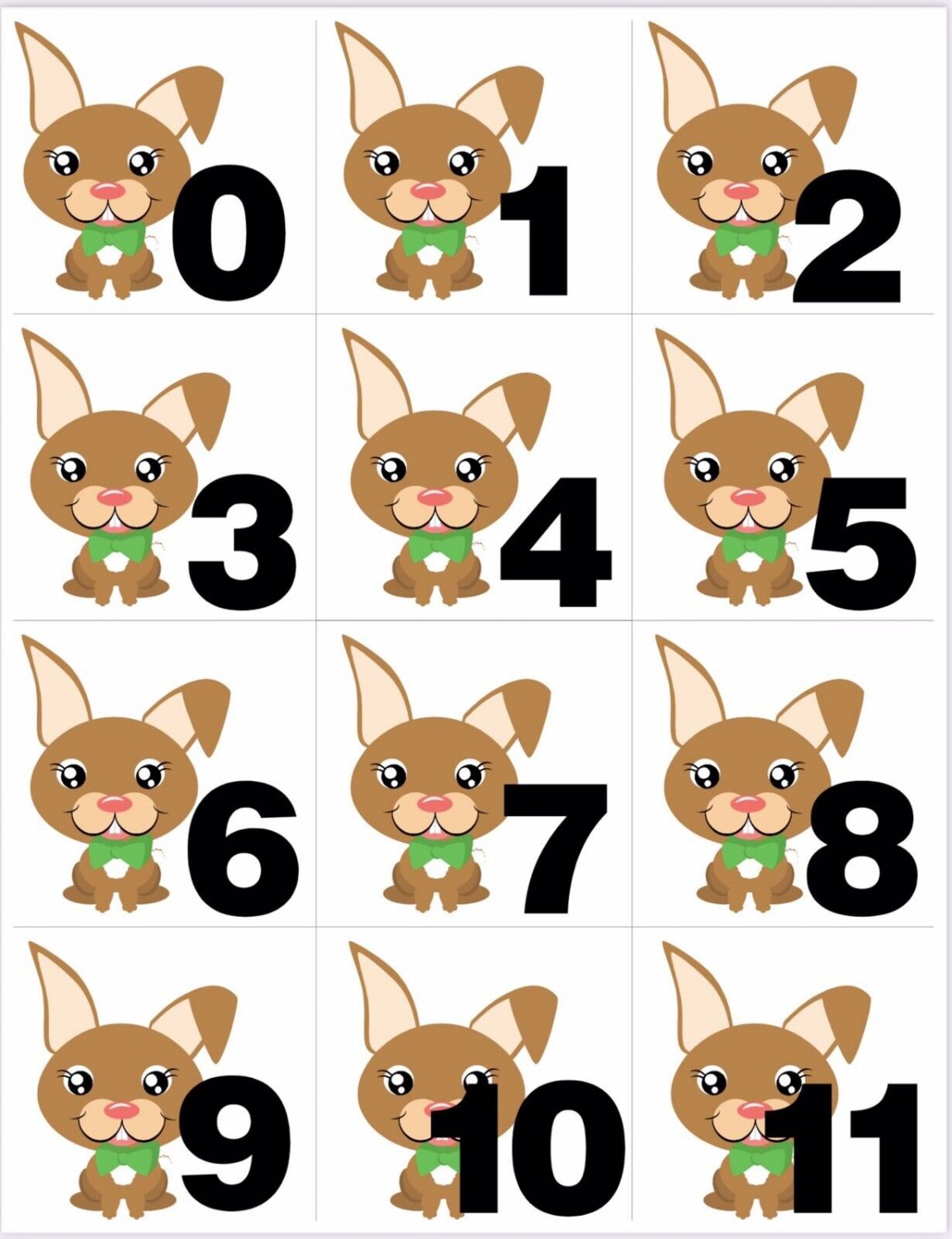 Rabbit - Numbers 0-31 Pocket Chart Cards or Calendar Learning Resource - Math