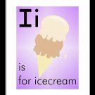 I is for Ice Cream - Art Print Home Decor-  Flashcard (frame not included)