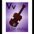 V is for Violin - Art Print Home Decor Wall Art -   (frame not included)
