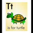 T is for Turtle - Art Print Home Decor Wall  -  Flashcard (frame not included)