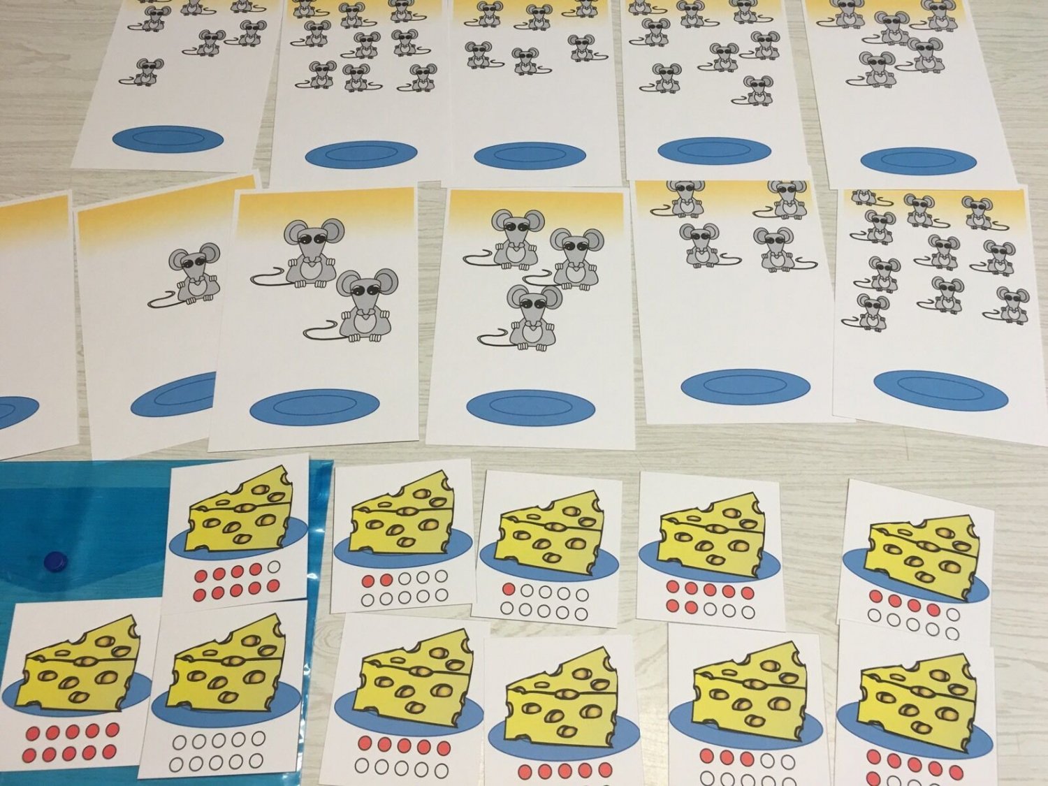 Cheese For The Mice Learning Center- Math Mats MATS - Laminated Mats