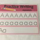 Alphabet Writing Practice Sheet - 26 Laminated Activity Cards - 8.5x11 Preschool
