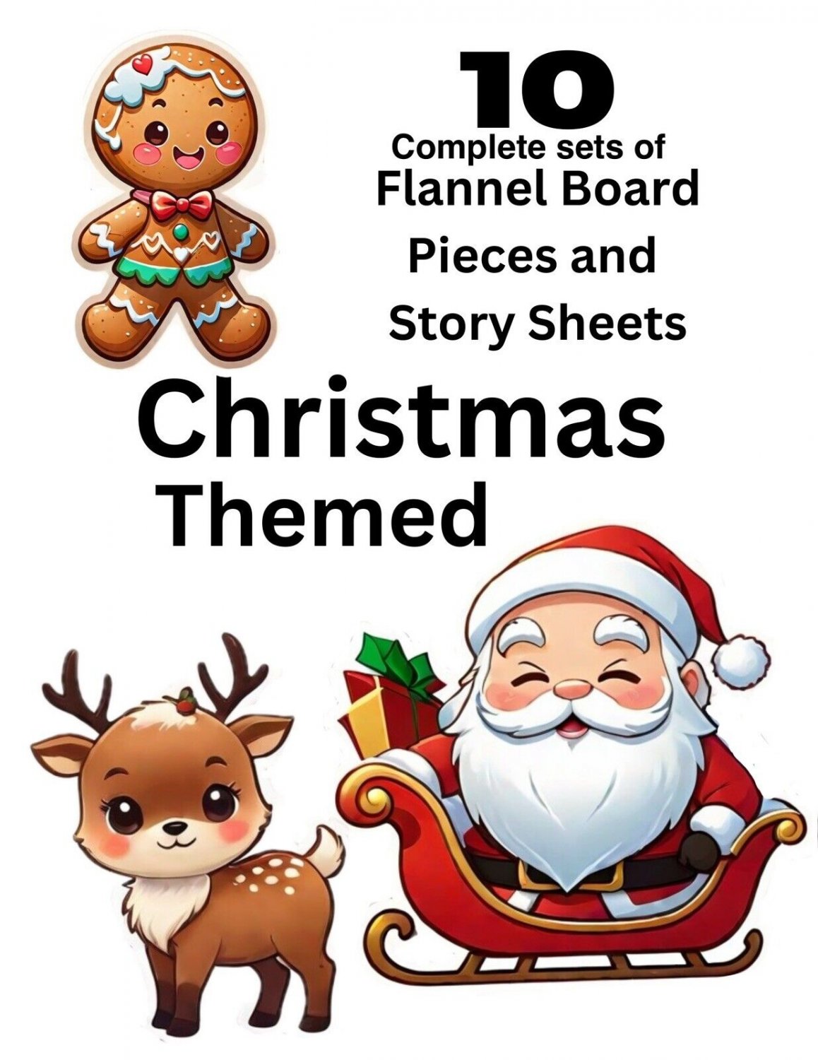 CHRISTMAS BUNDLE - 10 sets FLANNEL BOARD LAMINATED CARDSTOCK DIY *UNCUT *