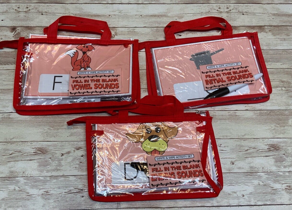 GIFT SET (3) Write & Wipe Activity Set - Beginning, Vowels & Ending