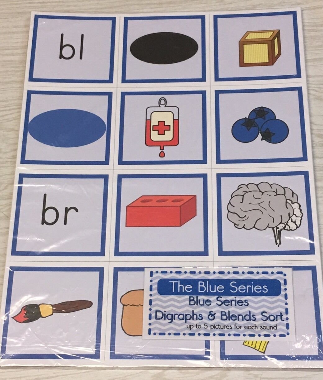 The Blue Series - Beginning  Consonant Blend Sort (168 Cards) Montessori