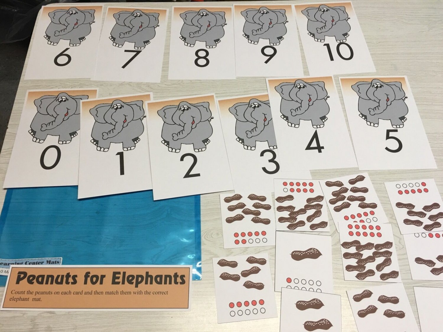 Peanuts For Elephants Learning Center- Math Mats MATS - Laminated Mats