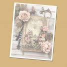 Pink Vintage Roses - Lined Stationery Paper (25 Sheets)  8.5 x 11 Premium Paper
