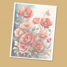 Poppies - Lined Stationery Paper (25 Sheets)  8.5 x 11 Premium Paper
