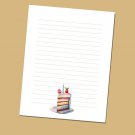 Cake - Lined Stationery Paper (25 Sheets)  8.5 x 11 Premium Paper