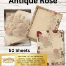 50 Stationery Vintage Antique Roses Design Writing Papers