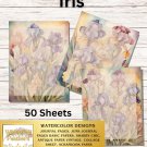Iris Stationery  Set  - Watercolor Design - Writing Papers 50 Sheets