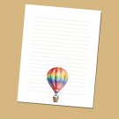 Hot Air Balloon - Lined Stationery Paper (25 Sheets)  8.5 x 11 Premium Paper