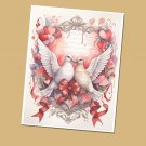 Valentine Doves - Lined Stationery Paper (25 Sheets)  8.5 x 11 Premium Paper