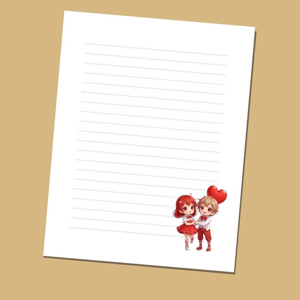 BE MINE- Lined Stationery Paper (25 Sheets)  8.5 x 11 Premium Paper