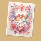 Love birds- Lined Stationery Paper (25 Sheets)  8.5 x 11 Premium Paper
