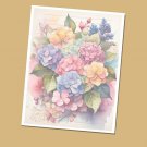 Hydrangeas- Lined Stationery Paper (25 Sheets)  8.5 x 11 Premium Paper