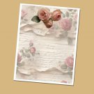 Pink Roses - Lined Stationery Paper (25 Sheets)  8.5 x 11 Premium Paper