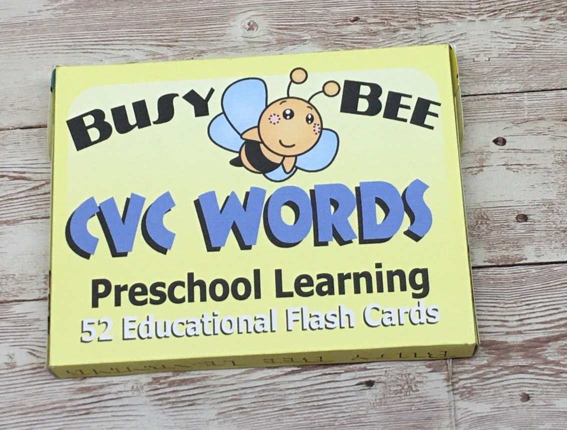 Busy Bee Preschool Learning - 52 Educational Flash Cards -CVC Words