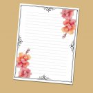 Floral Design #5- Lined Stationery Paper (25 Sheets)  8.5 x 11 Premium Paper