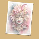 Feathered Mask #2 - Lined Stationery Paper (25 Sheets)  8.5 x 11 Premium Paper