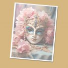 Feathered Mask #3 - Lined Stationery Paper (25 Sheets)  8.5 x 11 Premium Paper