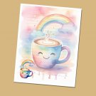 Rainbow in a Cup - Lined Stationery Paper (25 Sheets)  8.5 x 11 Premium Paper