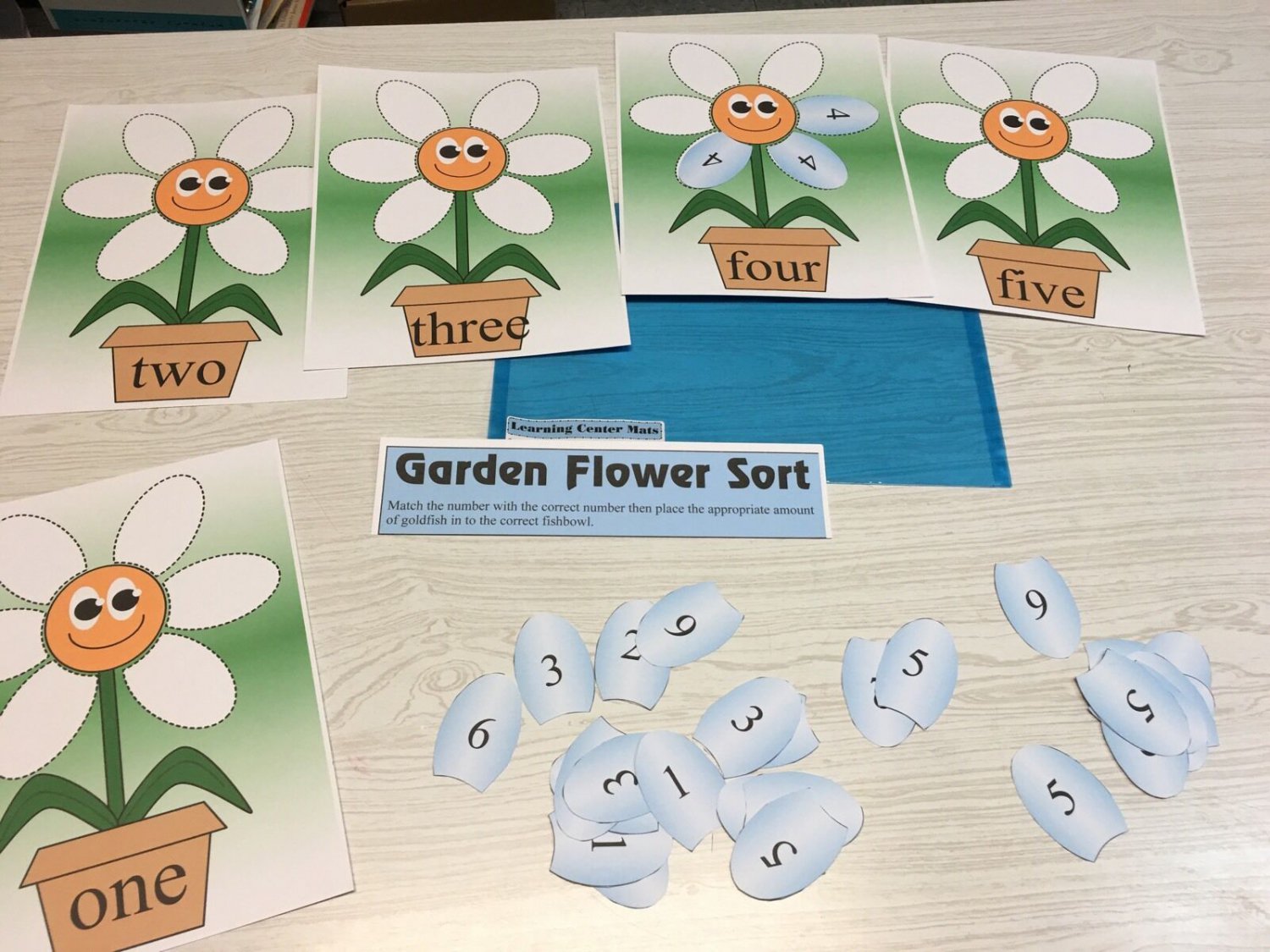 Garden Flower Sort Learning Center- Math Mats MATS - Laminated Mats