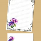 Morning Glory with border- Stationery Set - Lined Writing Paper and Envelopes