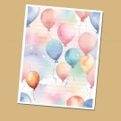 Balloon Paper - Lined Stationery Paper (25 Sheets)  8.5 x 11 Premium Paper
