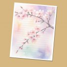 Sakura Blossoms - Lined Stationery Paper (25 Sheets)  8.5 x 11 Premium Paper