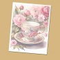 Cup and Saucer - Lined Stationery Paper (25 Sheets) 8.5 x 11 Premium Paper