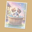 Puppy Bath Time - Lined Stationery Paper (25 Sheets)  8.5 x 11 Premium Paper