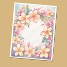 Plumeria - Lined Stationery Paper (25 Sheets)  8.5 x 11 Premium Paper