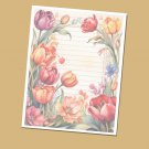 Tulips Design #4 - Lined Stationery Paper (25 Sheets)  8.5 x 11 Premium Paper