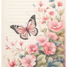 Butterfly Design - Lined Stationery Paper (25 Sheets)  8.5 x 11 Premium Paper