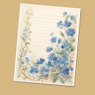 Blue Border # 11 - Lined Stationery Paper (25 Sheets)  8.5 x 11 Premium Paper