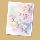 Cherry Blossoms - Lined Stationery Paper (25 Sheets)  8.5 x 11 Premium Paper