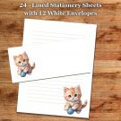 24 - Lined Stationary Sheets with 12  White Envelopes - Spring Design #048