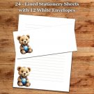 24 - Lined Stationary Sheets with 12  White Envelopes - Spring Design #035