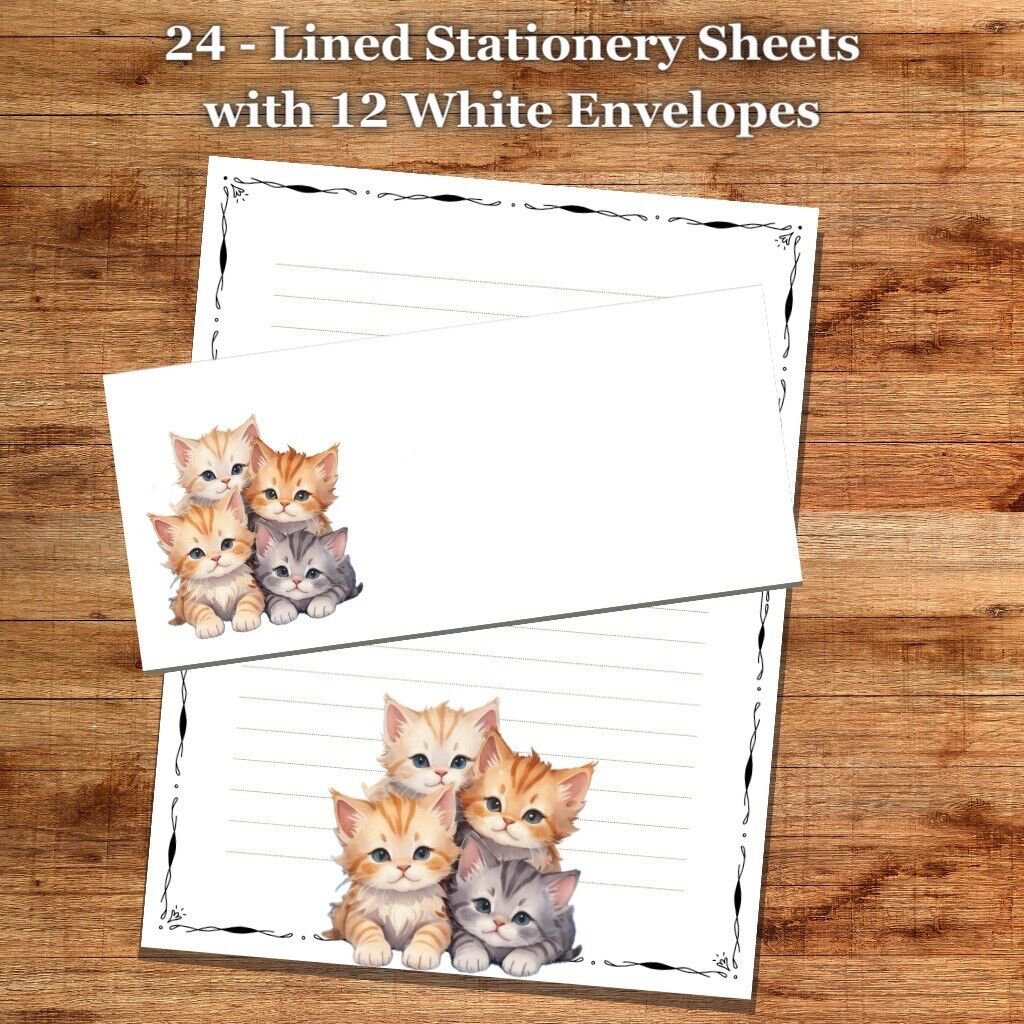 24 - Lined Stationary Sheets with 12  White Envelopes - Spring Design #015