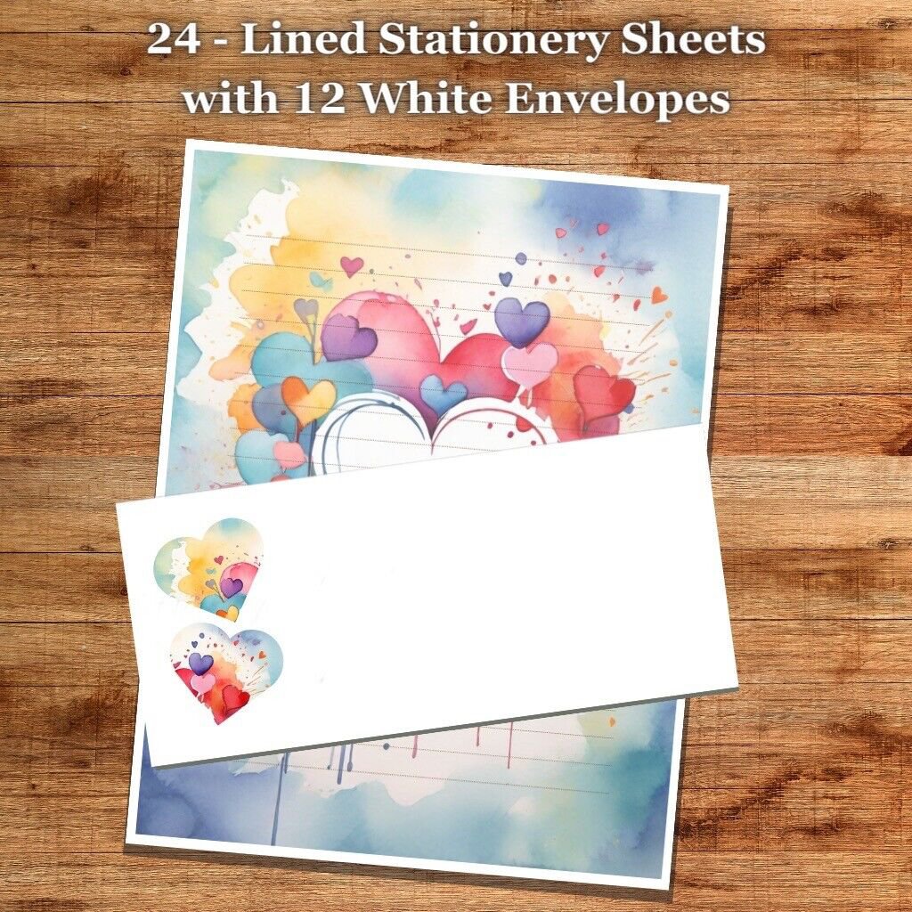 24 - Lined Stationary Sheets with 12  White Envelopes - Spring Design #046