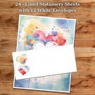 24 - Lined Stationary Sheets with 12  White Envelopes - Spring Design #046