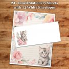 24 - Lined Stationary Sheets with 12  White Envelopes - Spring Design #044